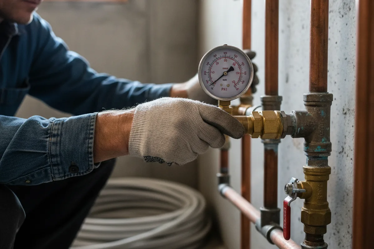 Pressure testing a repaired line during Water Line Repair in Los Alamos